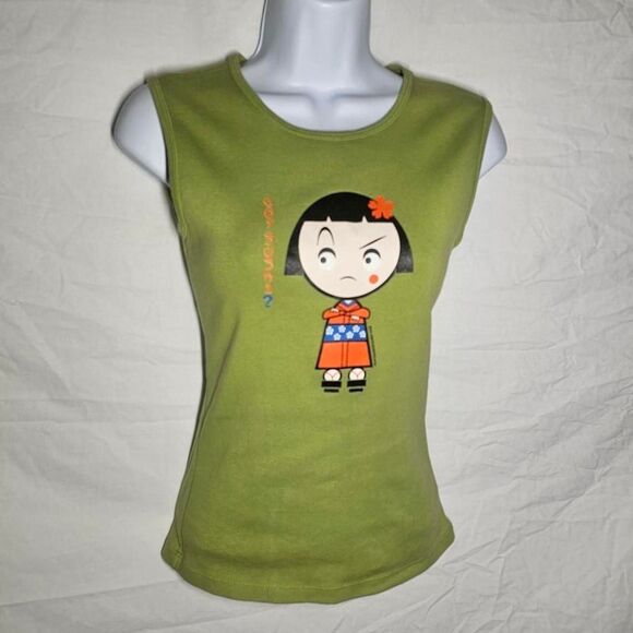 Vintage y2k green papaya Japan form fit tank top - Picture 1 of 4